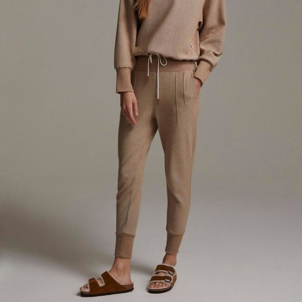 Varley Amberley Ribbed Pique Pant Sand Biscuit Tan Joggers XS